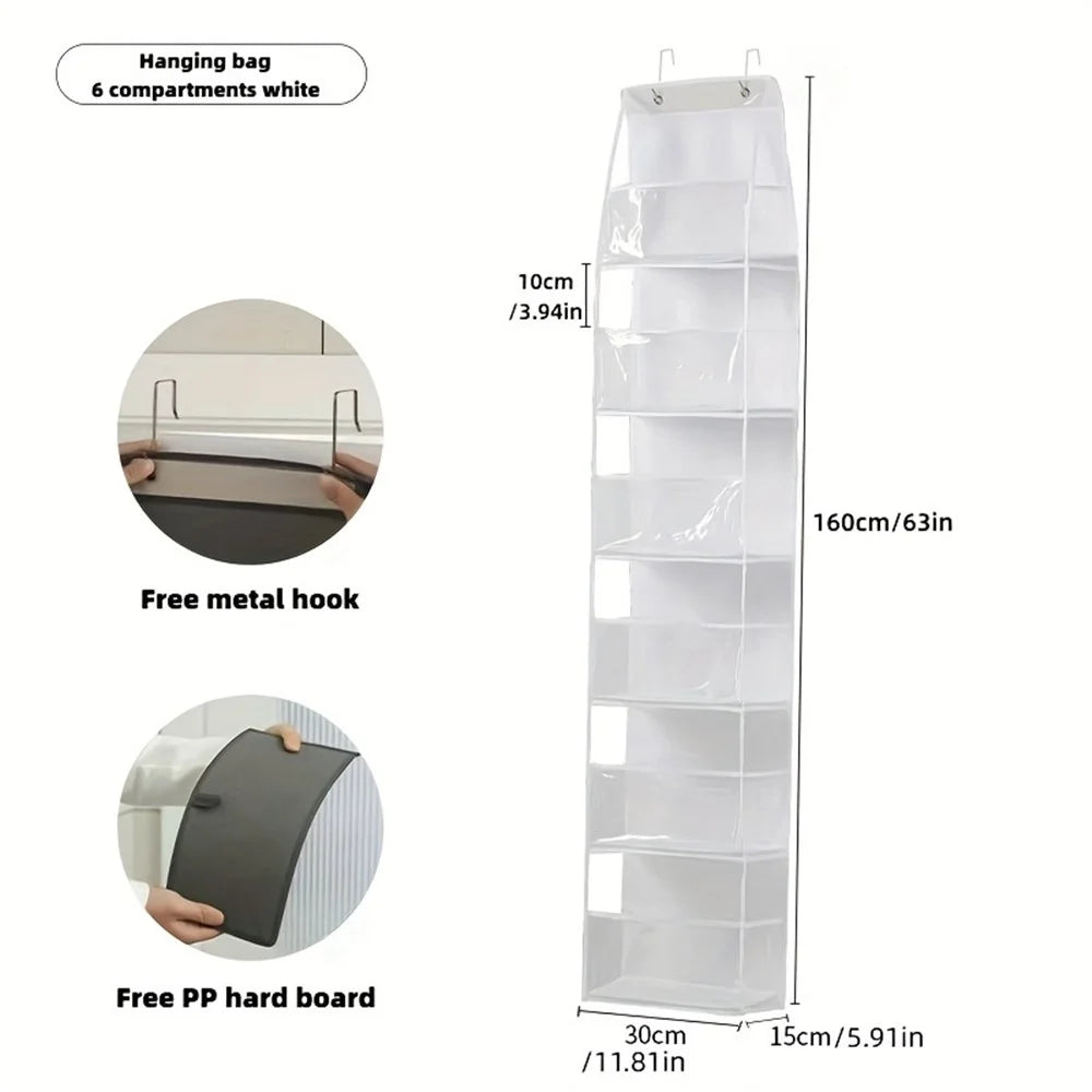 Non-Woven Fabric 6 Layer Storage Bag Wall Door Back Hanging Underwear Handbag Toy Organizer - White - 2
