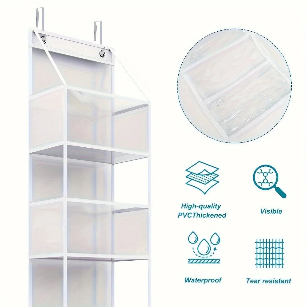 Non-Woven Fabric 6 Layer Storage Bag Wall Door Back Hanging Underwear Handbag Toy Organizer - White - 6