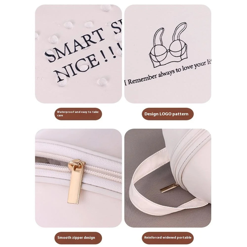 1004 Travel Portable Underwear Storage Bag Dormitory Home Underwear Socks Bra Storage Bag - Beige / With Letters - 7