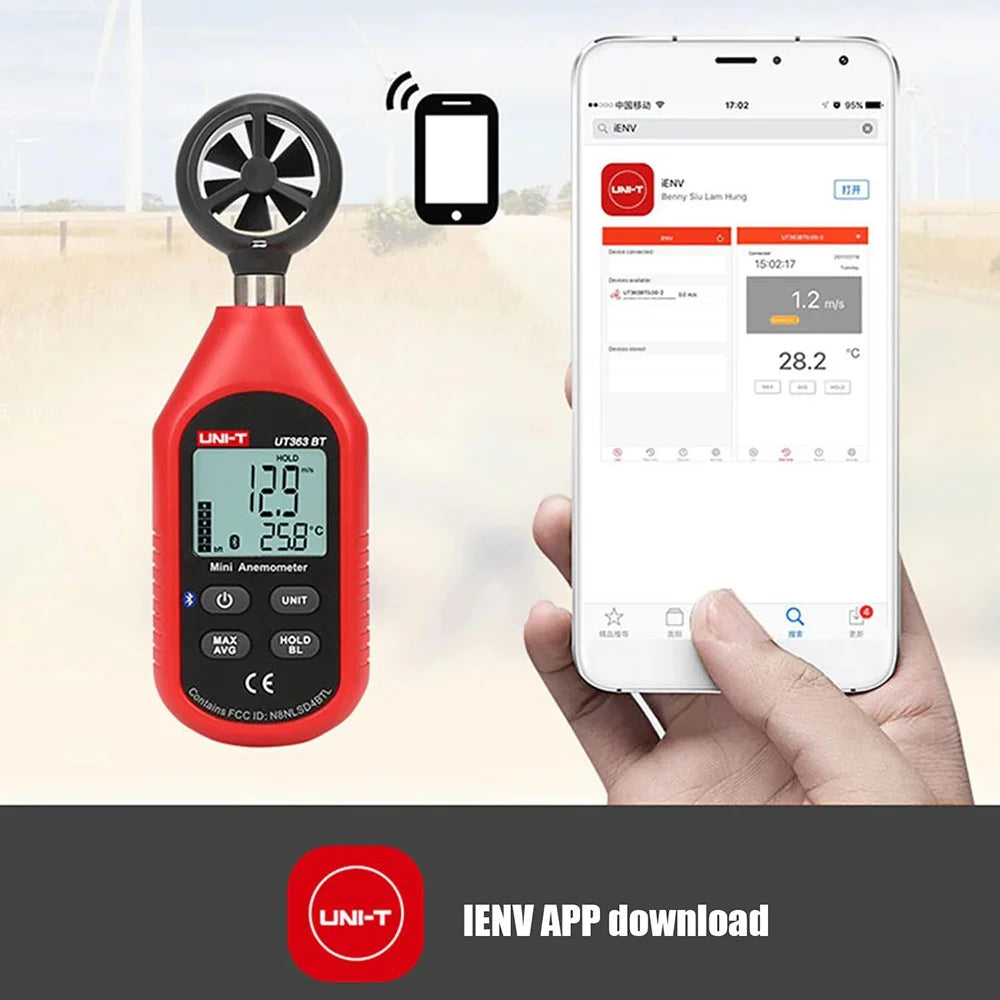 UNI-T UT363BT 0~30m / s Wind Speed Tester Digital Mini Anemometer Sensor with Backlight (No Battery) - 6