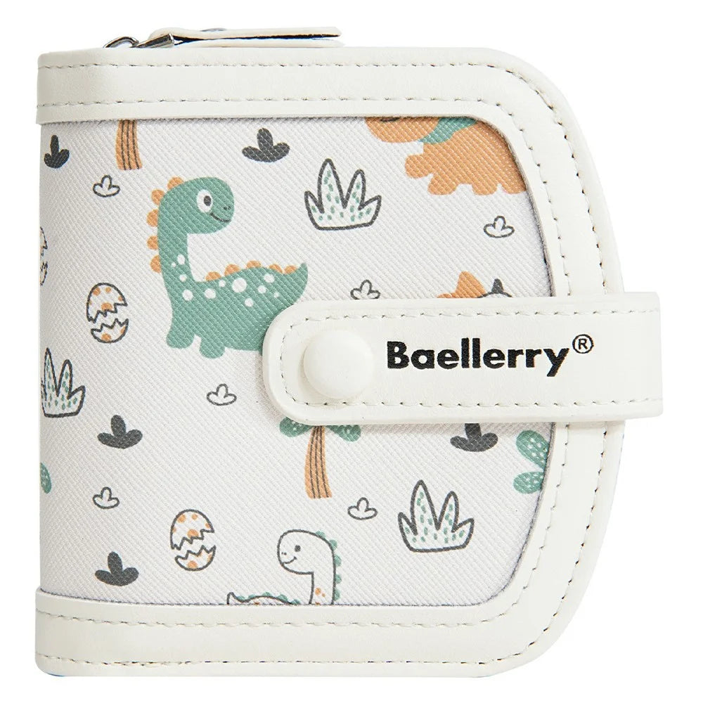 BAELLERRY N1924 Cute Dinosaur Print Portable Wallet PU Leather Coin Purse - Beige - 5