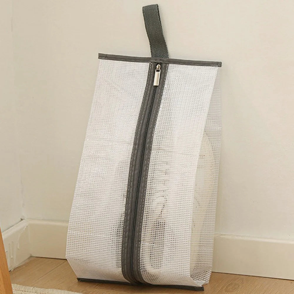Dustproof Shoes Storage Bag with Zipper See Through PVC Waterproof Sneakers Organizer - Grey Edge - 1