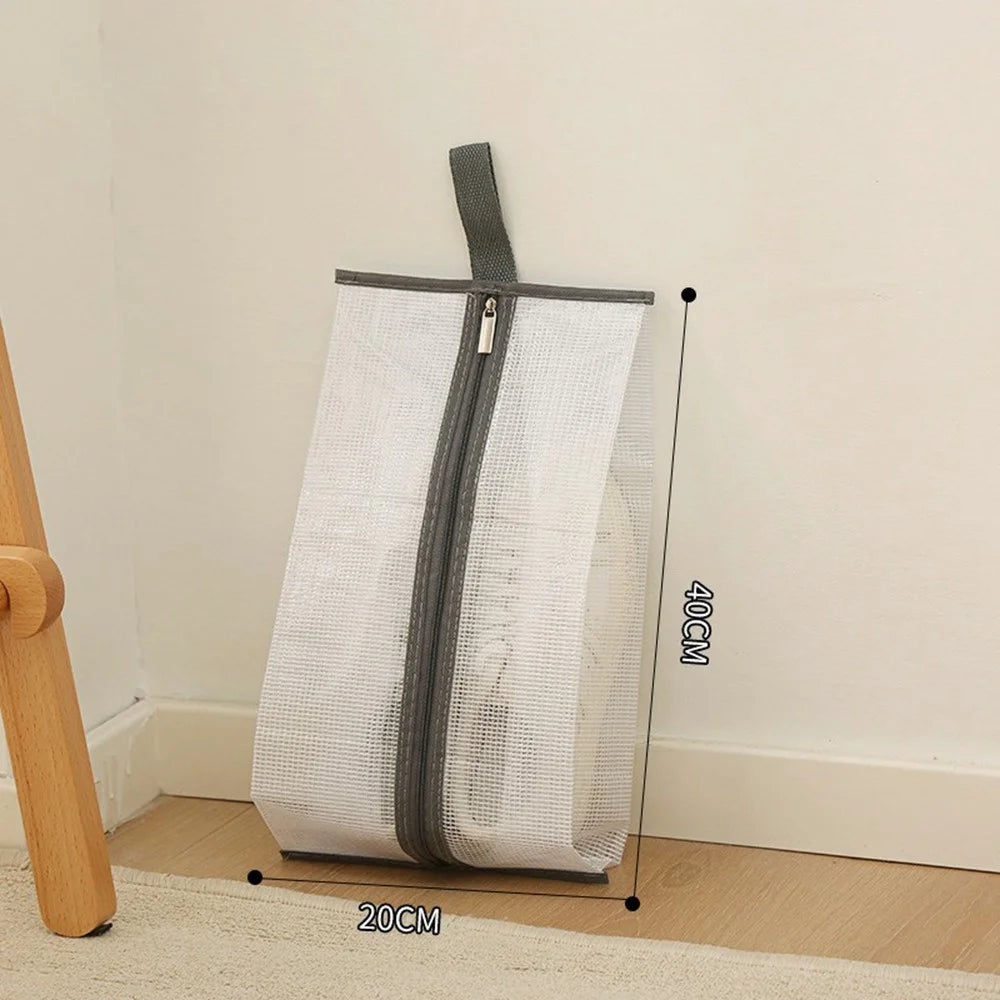 Dustproof Shoes Storage Bag with Zipper See Through PVC Waterproof Sneakers Organizer - Grey Edge - 5