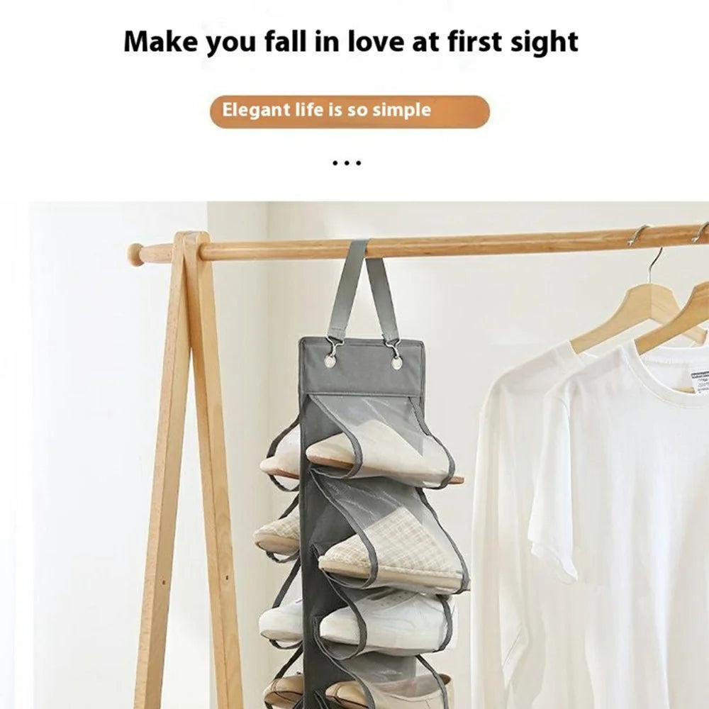 16 Pocket Hanging Organizer Closet Storage Bag for Clothes Pants Underwear Wardrobe Organizer - Grey - 2