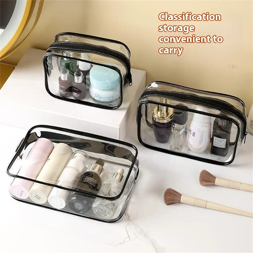 4Pcs Travel Makeup Organizer PVC Waterproof Cosmetic Toiletry Pouch Zipper Storage Bag - 4