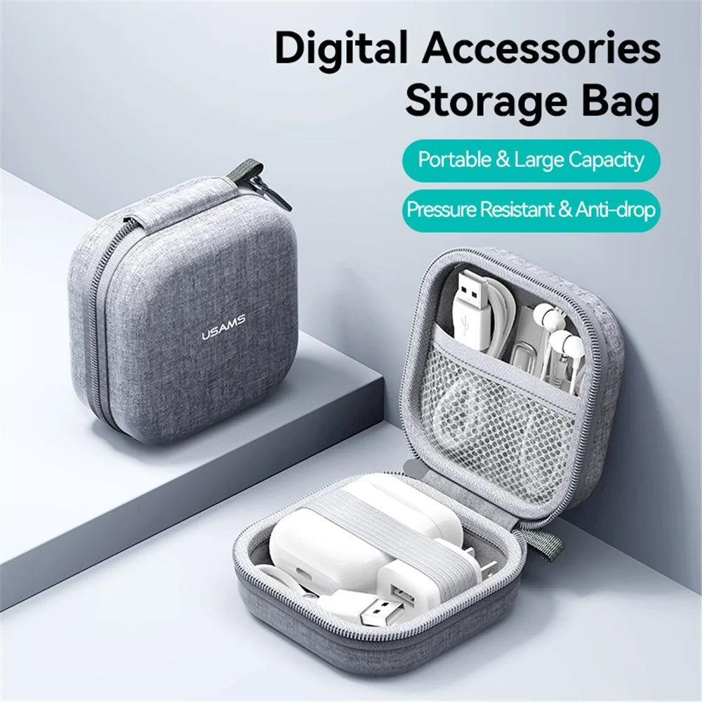 USAMS TWS Earphone Cationic Cloth Storage Case Travel Home Protective Carrying Bag - 4