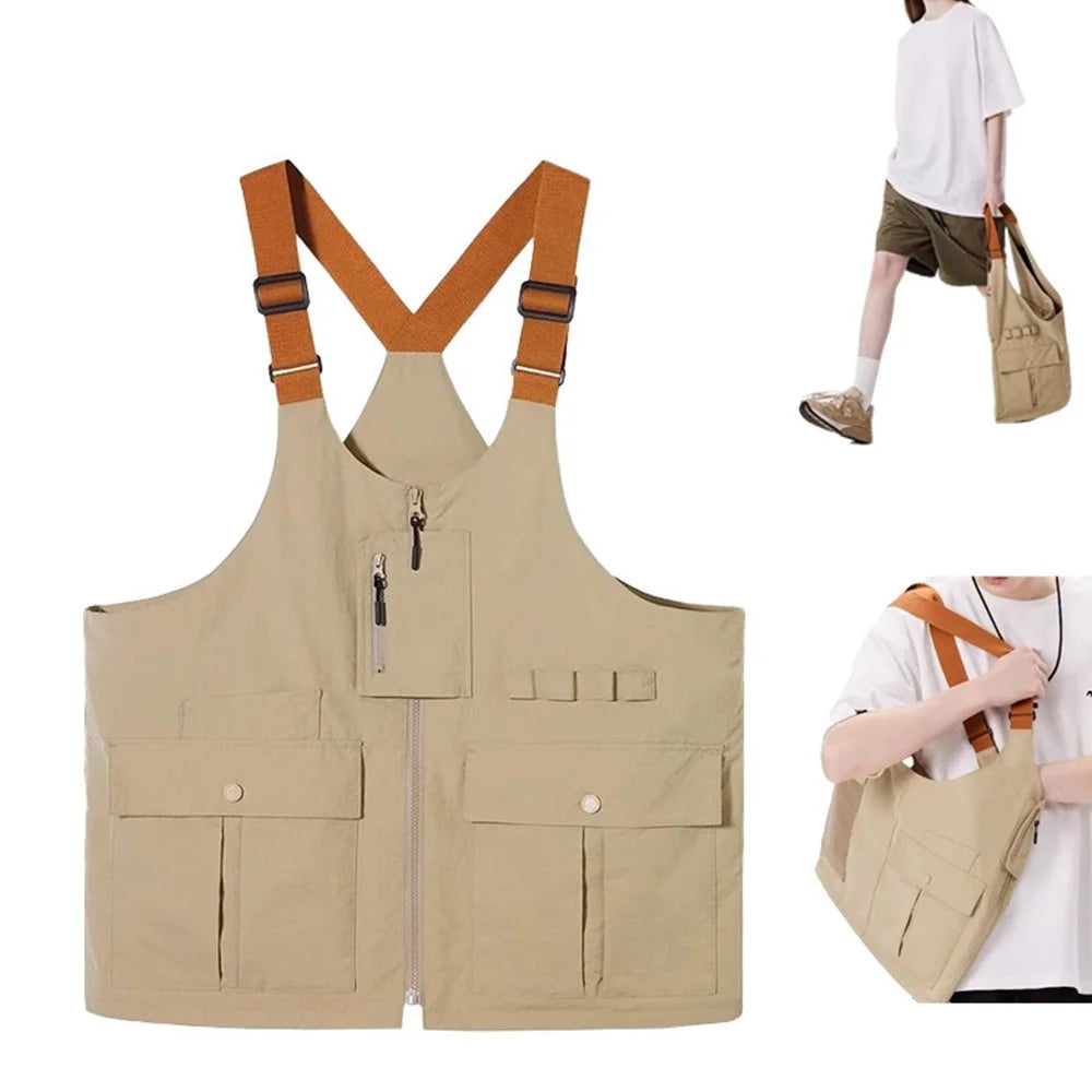 Multifunctional Vest Bag Outdoor Activities Oxford Cloth Single Shoulder Tote Bag Workwear Waistcoat, Size XL - 2