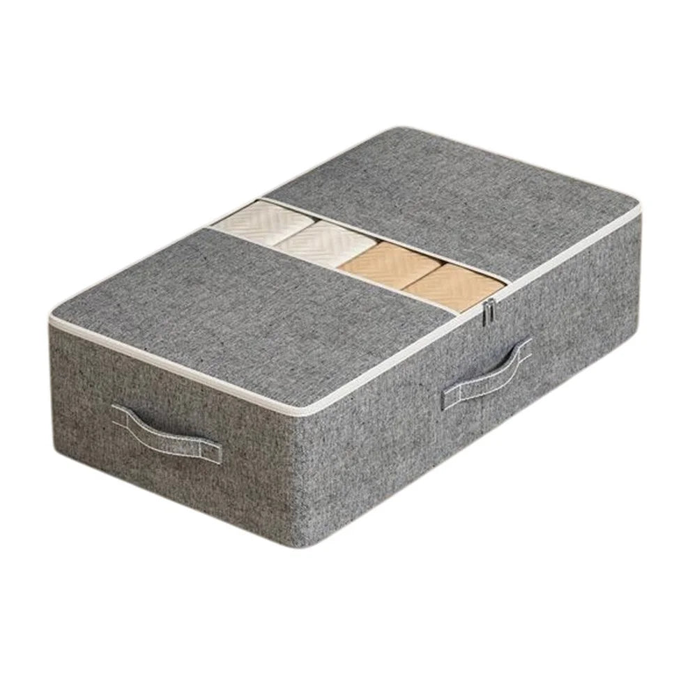 Size XXL Under Bed Storage Bag Transparent Window Foldable Clothes Organizer Pouch with Three-sided Handles - Grey - 1