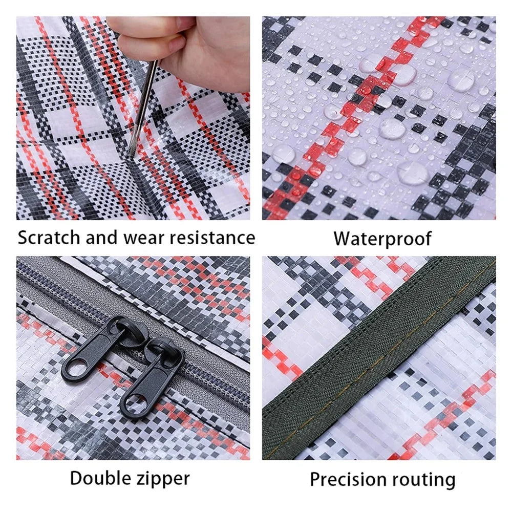 Size L Moisture Proof Grid Pattern Quilt Storage Bag for Moving Clothes Bedding Organization, 70 x 50 x 23cm - Black - 7