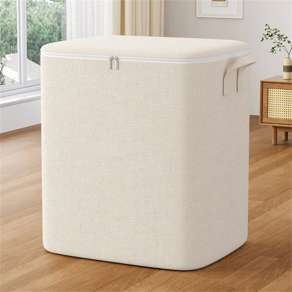 50 x 50 x 60cm Large Zippered Cotton Linen Storage Bag for Bedding Clothes Organizer Pouch - 4