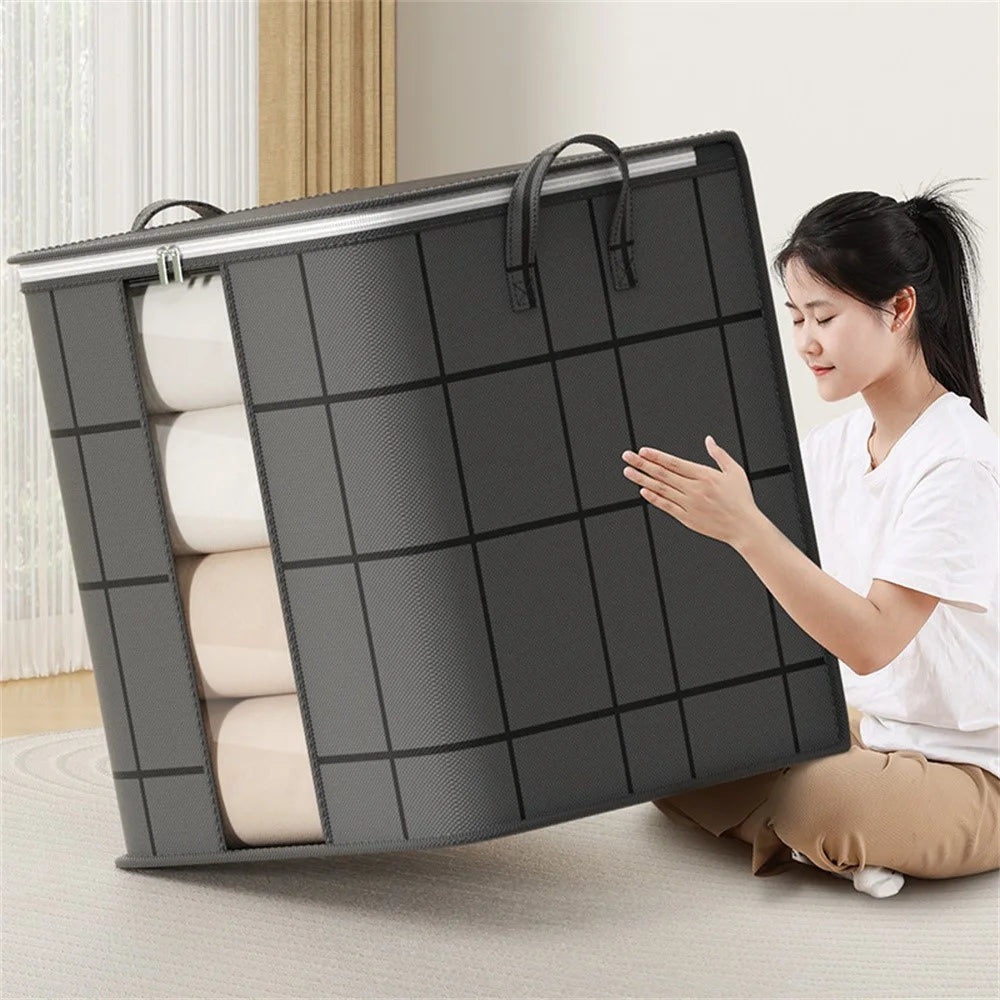 35 x 25 x 20cm Quilt Storage Bag Double Zipper Visible Window Clothes Container with Handle - 7