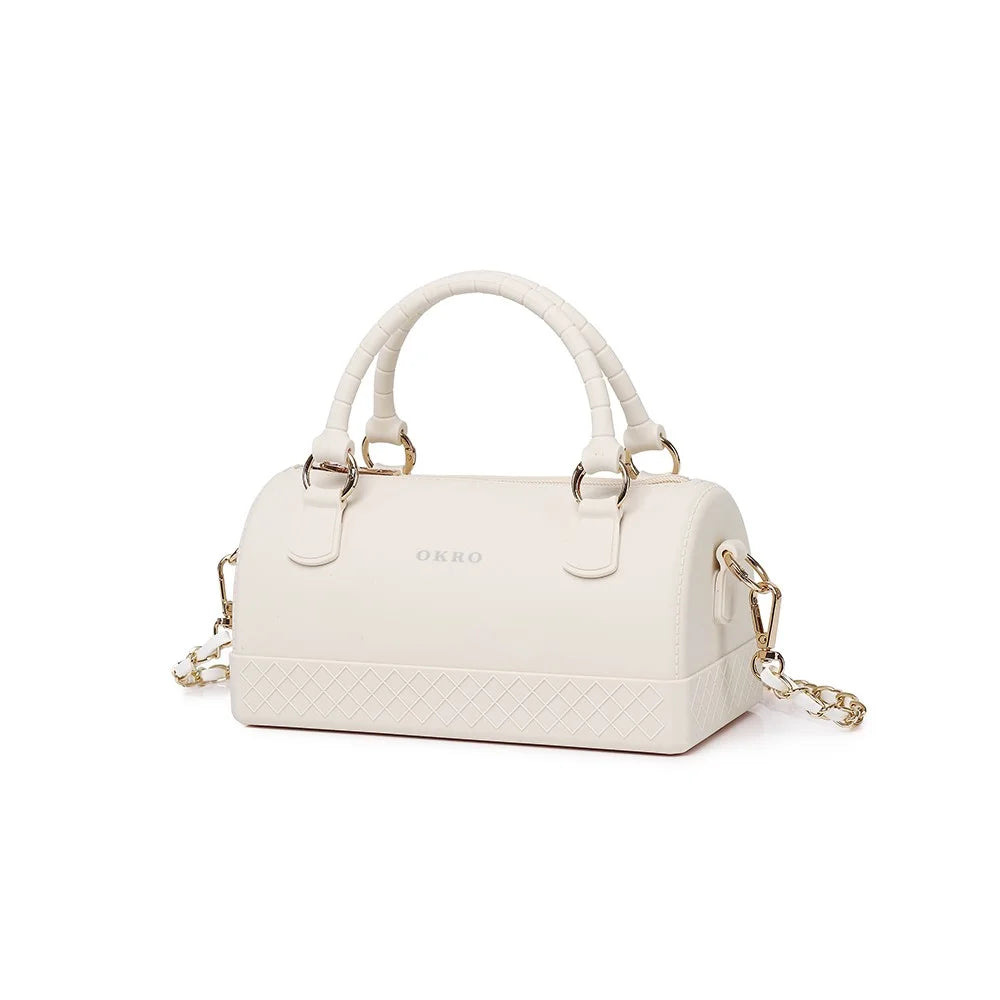 OKRO Silicone Crossbody Bag Waterproof Handbag with Shoulder Chain Strap - Beige - 1