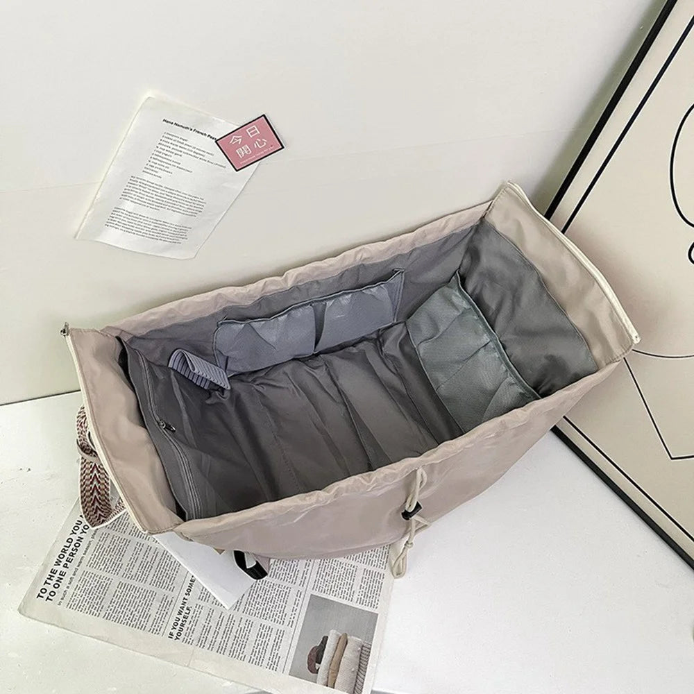 Large Capacity Mommy Bag Nylon Portable Folding Crib Bed Multipurpose Travel Baby Diaper Backpack - Black - 4