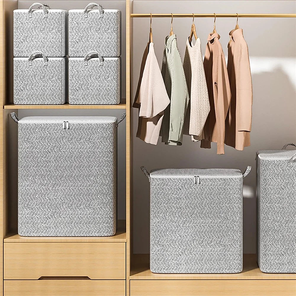 220L Large Capacity Clothes Storage Bag Non-Woven Fabric Quilt Organizer Foldable Moving Bag with Reinforced Handles and Dual Zippers (50×61×71cm) - 4