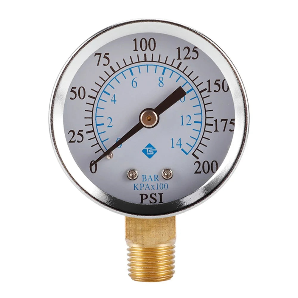 TS-50-14 Pressure Gauge 50mm Dial 0-200 PSI / 0-14 Bar 1 / 4 NPT Brass Thread for HVAC Refrigeration Water Oil System - 1