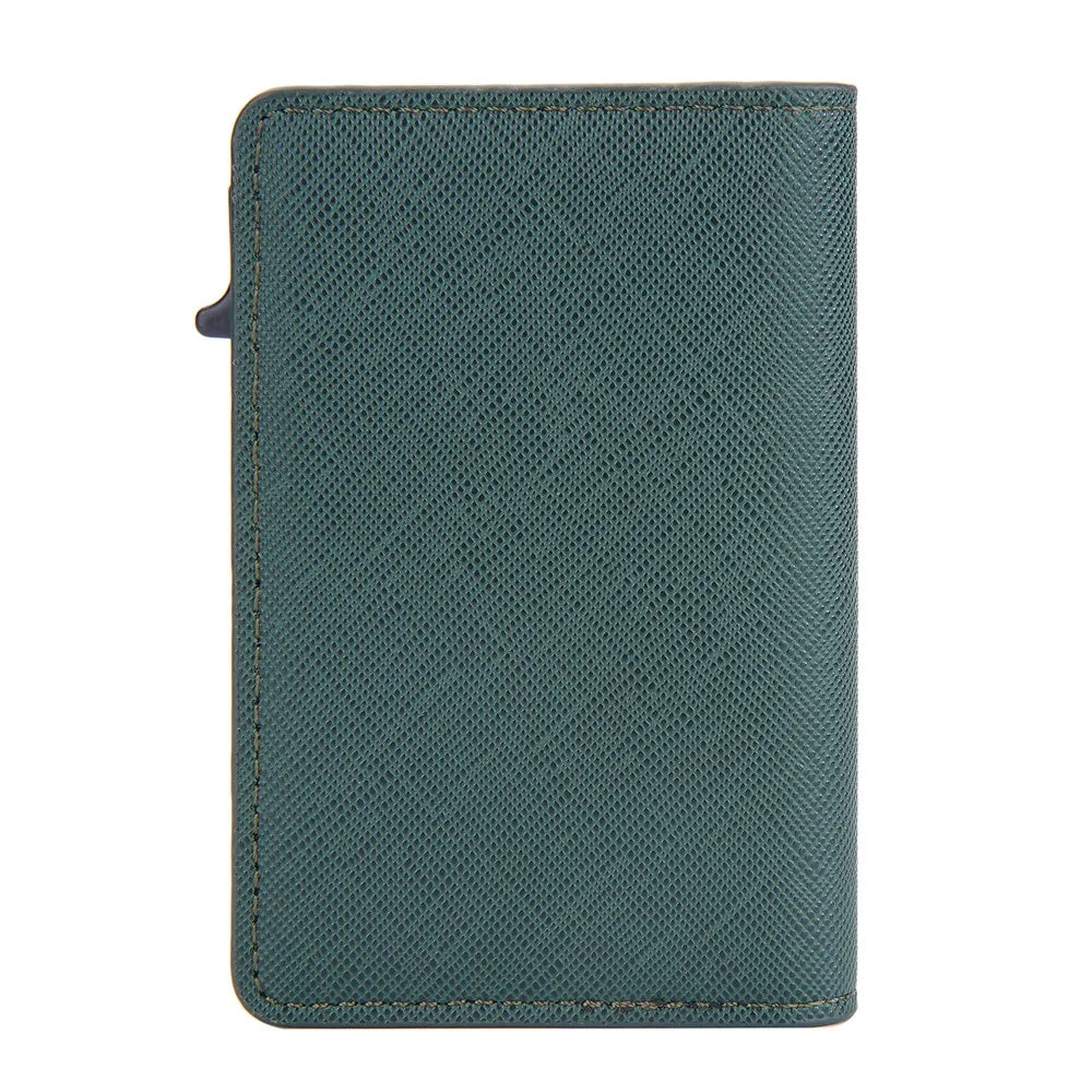 BAELLERRY K9221 Side Push Button Design Contrast Color Card Holder RFID Blocking PU Leather + Metal Credit Card Carrying Bag - Green - 3