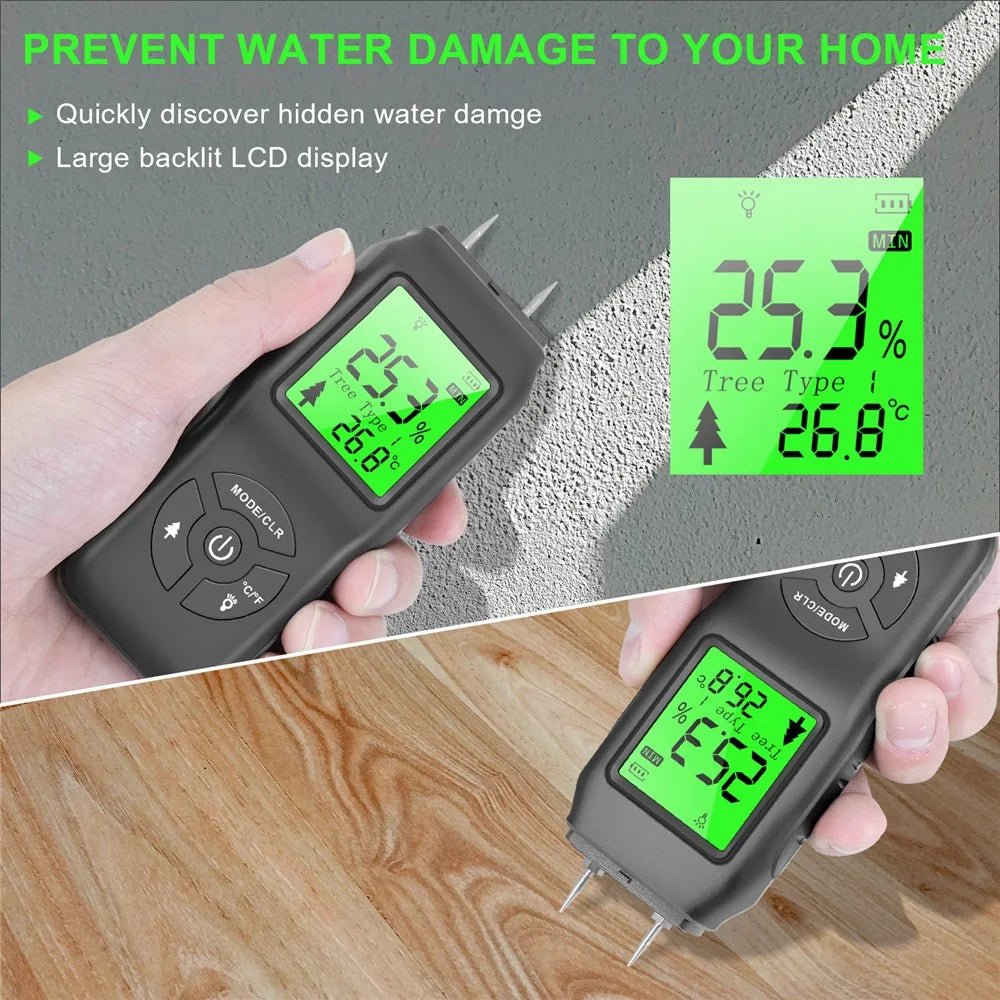 LCD Digital Wood Moisture Meter Hygrometer Humidity Tester for Plywood Wood - 3