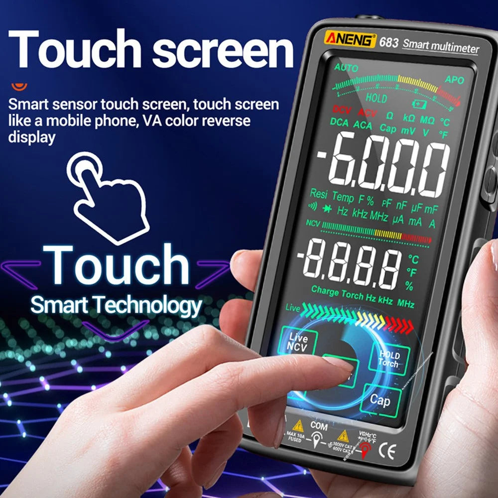 ANENG 683 Touch Screen NCV Induction Multimeter Digital High Precision Smart Auto Range Burn-Proof Rechargeable Multimeter - Black - 3