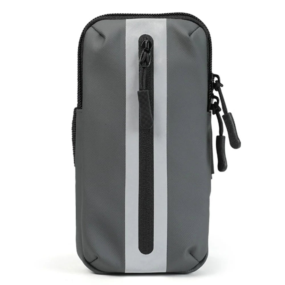 Oxford Fabric + Polyester Armband Phone Pouch Lightweight Cell Phones Bag for Outdoor Cycling - Grey - 1