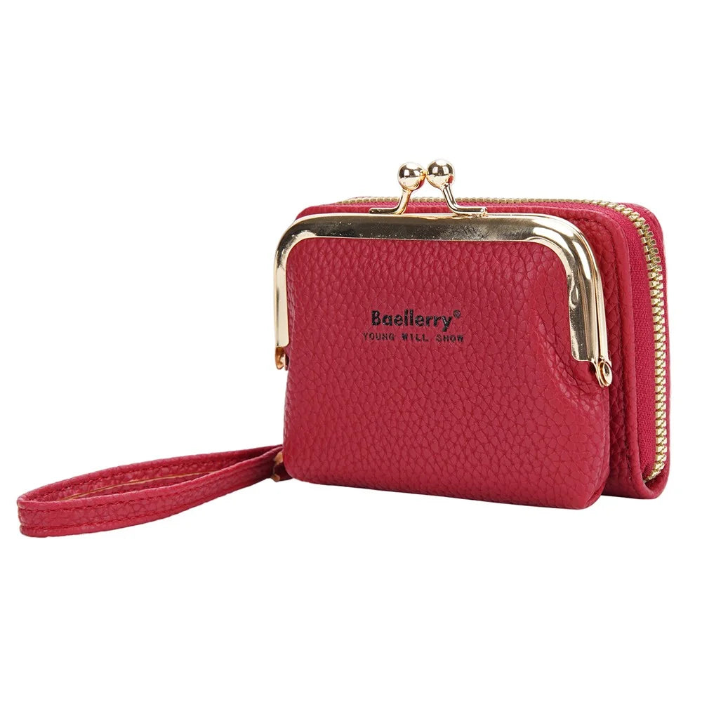 BAELLERRY N8630 Litchi Texture PU Leather Women Coin Purse Zipper Organ Card Bag - Red - 1