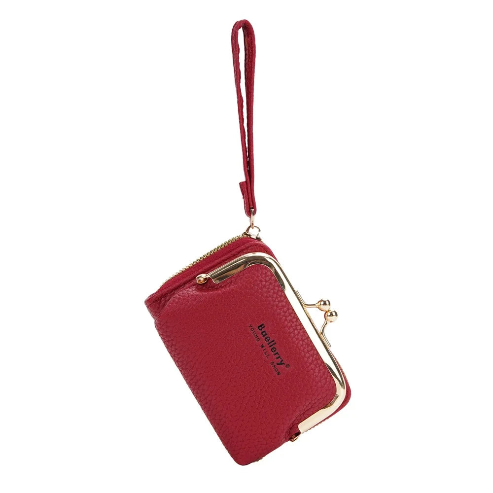 BAELLERRY N8630 Litchi Texture PU Leather Women Coin Purse Zipper Organ Card Bag - Red - 5