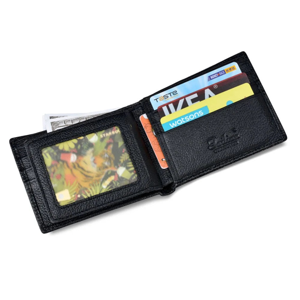 TAILIAN T123-H33-BE Business Men Multiple Card Slots Cowhide Leather Short Wallet - Black - 2
