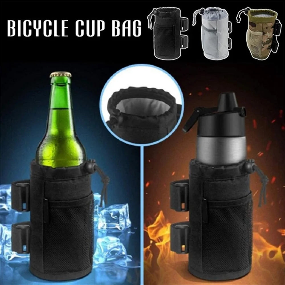 Polyester Cup Holder Pouch Bag Water Bottle Holder Drink Cup Cage for Bicycle, Baby Stroller, Cruiser, MTB - Black - 3