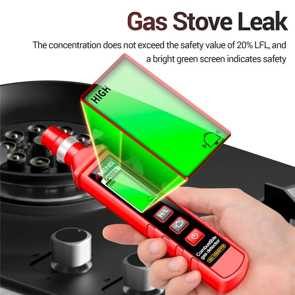 ANENG GN801 Combustible Gas Detector 300-10000PPM Sound Alarm Gas Analyzer Gas Leakage Meter LCD Environmental Tester Tool - 6
