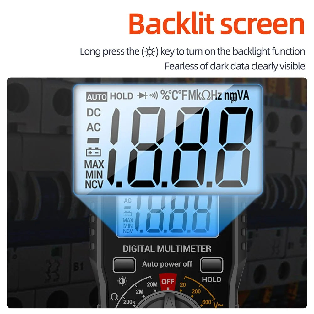 ANENG SZ06 2000 Counts Digital Multimeter Voltage Resistance Meter AC / DC Ammeter Voltmeter Ohm Tester with LCD Backlight - Grey - 5
