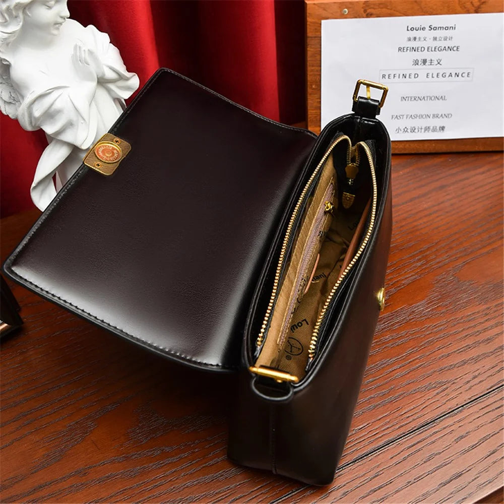 SMNQS-A6145 Fashion Women PU Leather Underarm Bag Solid Color Crossbody Shoulder Bag - Black - 2
