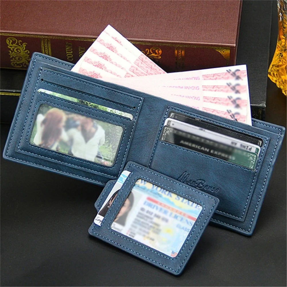 MENBENSE D2406-M Men's Wallet Multiple Card Slots PU Leather Cash Money Storage Pouch Billfold - Blue - 5