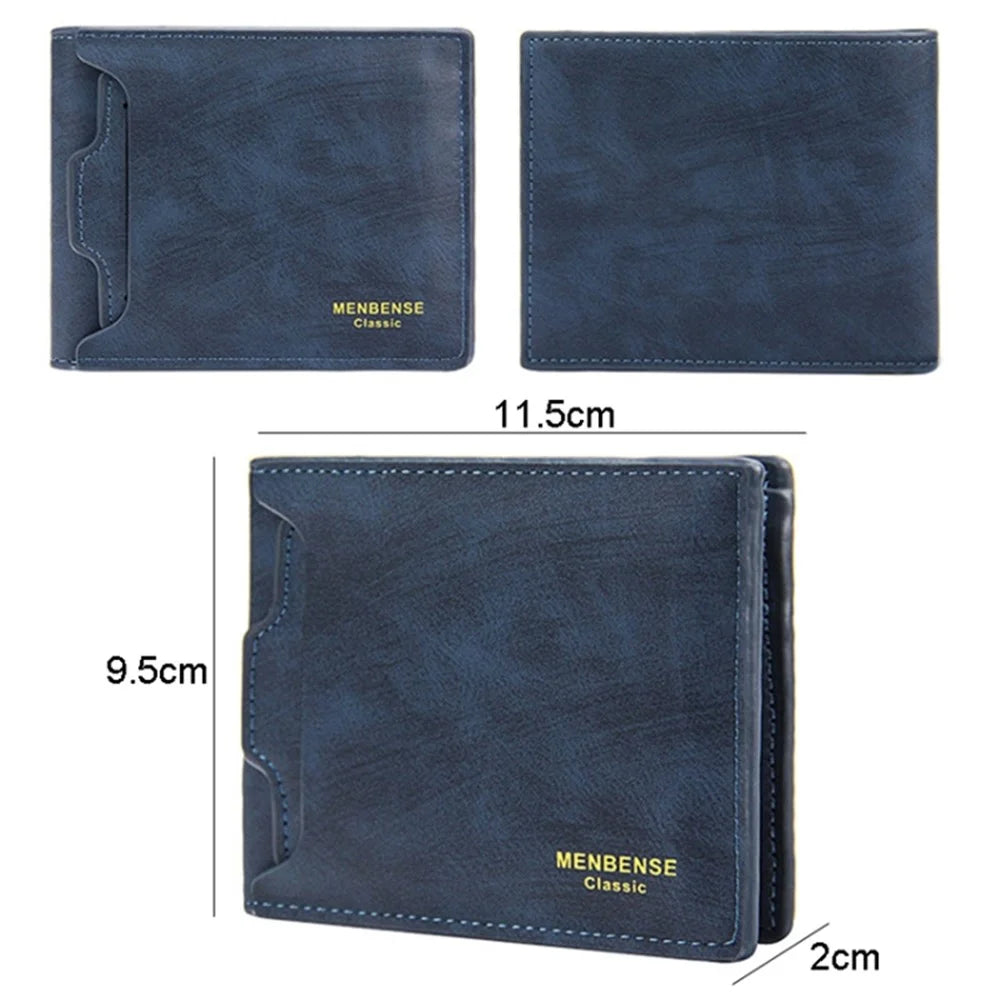 MENBENSE D2406-M Men's Wallet Multiple Card Slots PU Leather Cash Money Storage Pouch Billfold - Blue - 7