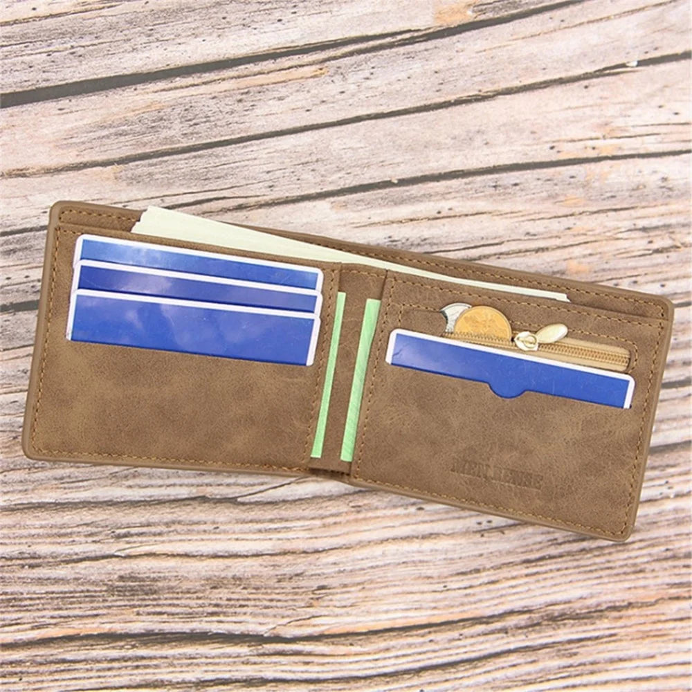 MENBENSE Matte Texture Wallet Men's Billfold PU Leather Cash Money Storage Pouch - Coffee - 3