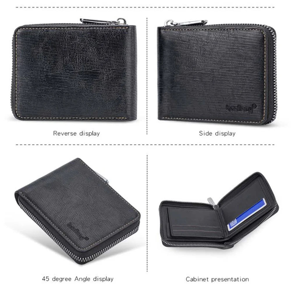 BAELLERRY D5107 Men's Retro RFID Blocking Wallet Zipper PU Leather Card Holder Billfold - Black - 5