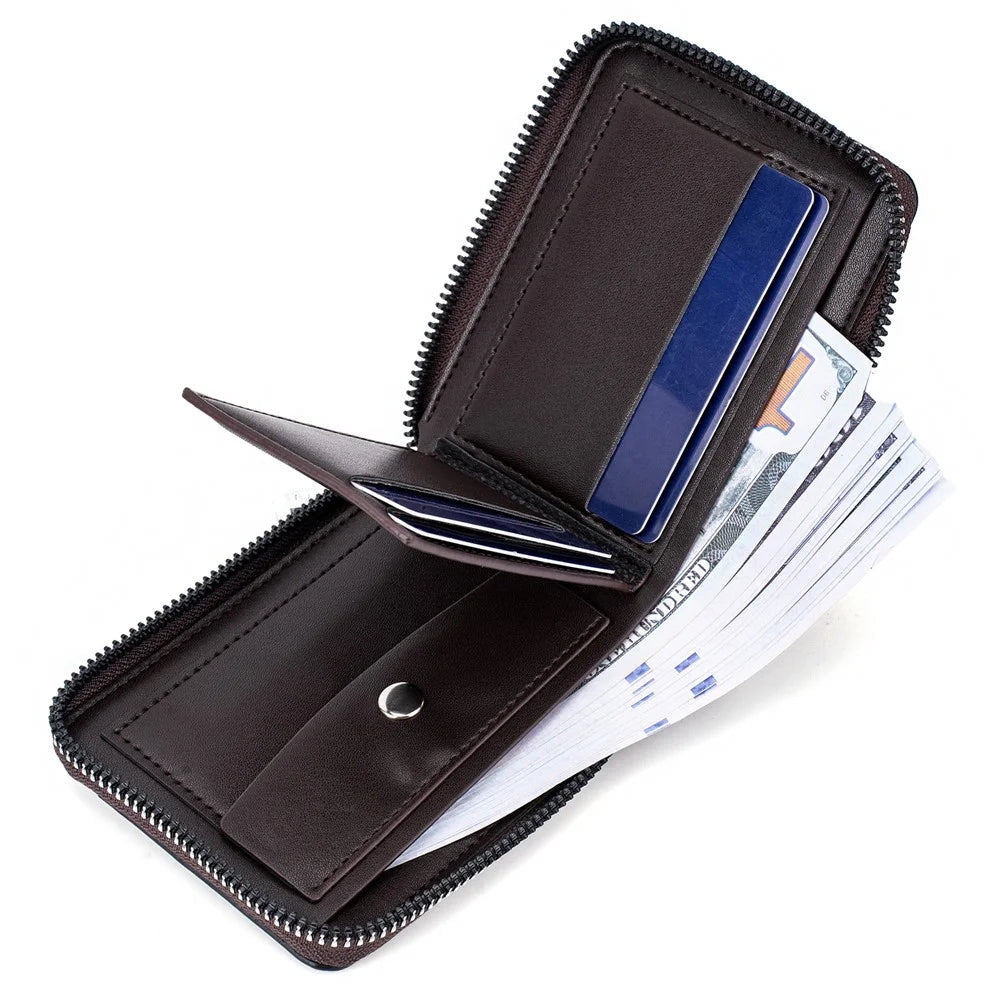 BAELLERRY D5106 Men's Retro RFID Blocking Wallet Card Holder Coin Purse Bag Zipper PU Leather Billfold - Light Brown - 2