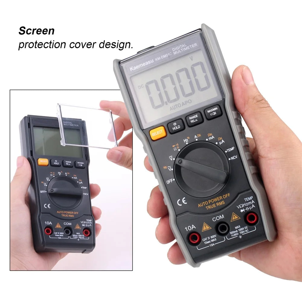 KAEMEASU KM-DM01C Pocket Digital Multimeter Auto Range Electrical Tester for AC / DC, Voltage, Current, Temperature Measurement (No Battery) - 4