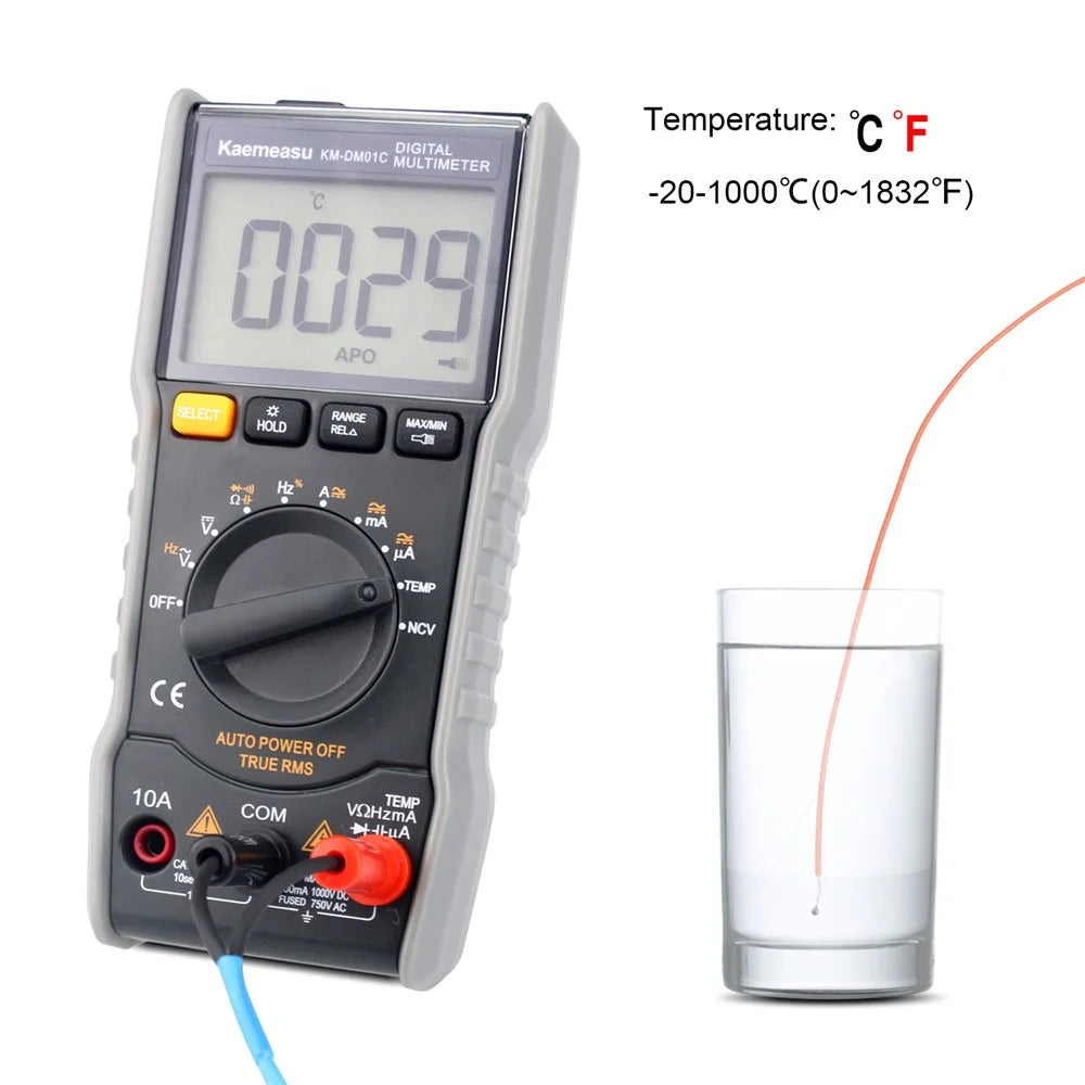 KAEMEASU KM-DM01C Pocket Digital Multimeter Auto Range Electrical Tester for AC / DC, Voltage, Current, Temperature Measurement (No Battery) - 6