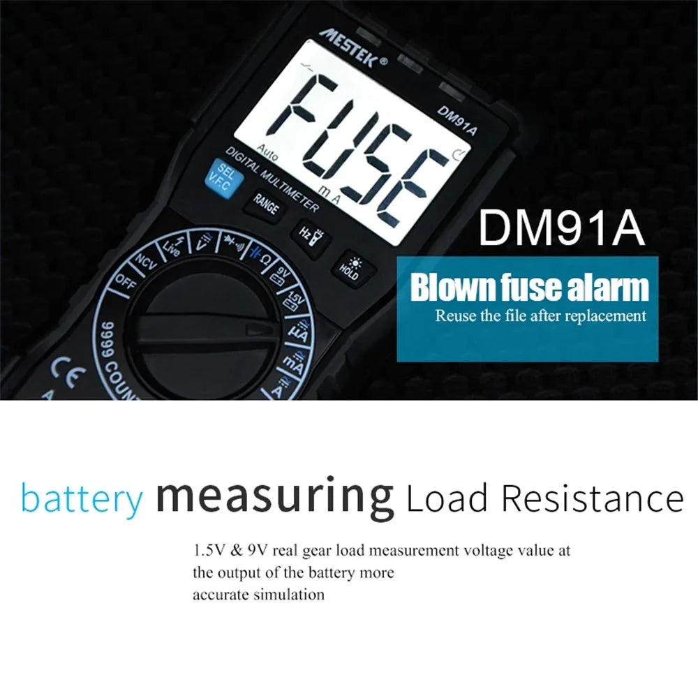 MESTEK DM91A 1999 Count Multimeter AC / DC Ammeter Voltmeter Capacitance Tester - 5
