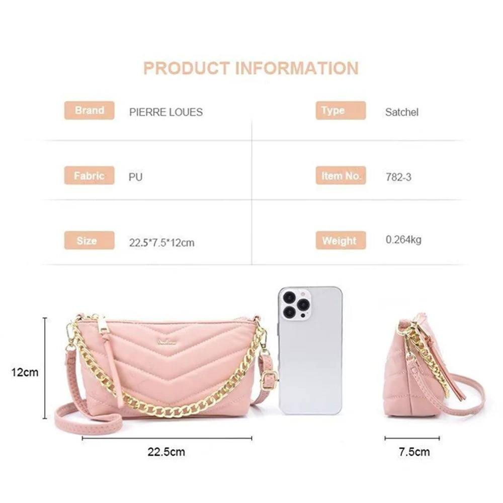 PIERRE LOUES PL782-3 Stylish Under Arm Bag PU Leather Women Crossbody Bag - Pink - 7