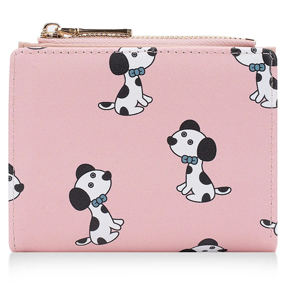 BAELLERRY N8328 Cartoon Dog Pattern Women PU Leather Zipper Pocket Short Wallet - Pink - 2