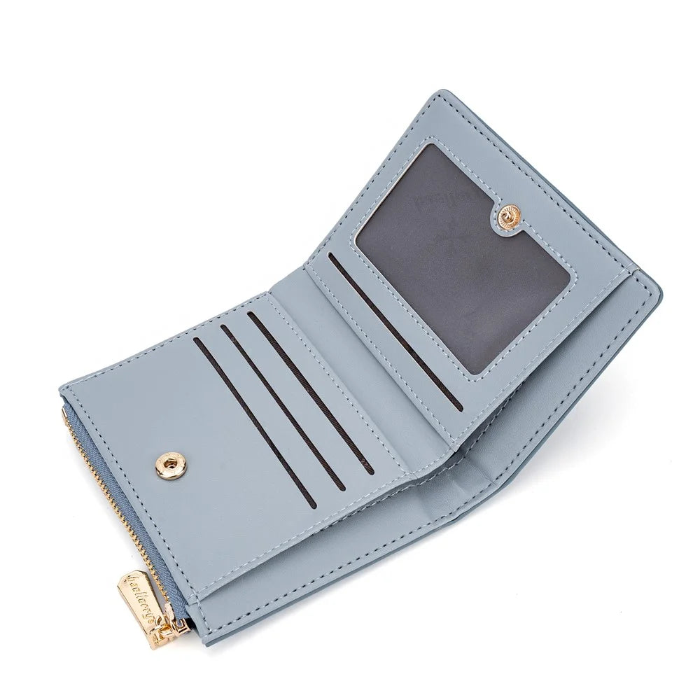 BAELLERRY N8325 Women Stone Texture PU Leather Zipper Pocket Short Wallet - Baby Blue - 7