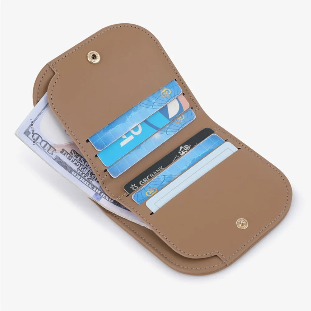 TAILIAN T2052-001 Mini Women Purse Semicircle Solid Color Girl Cash Wallet - Apricot - 3