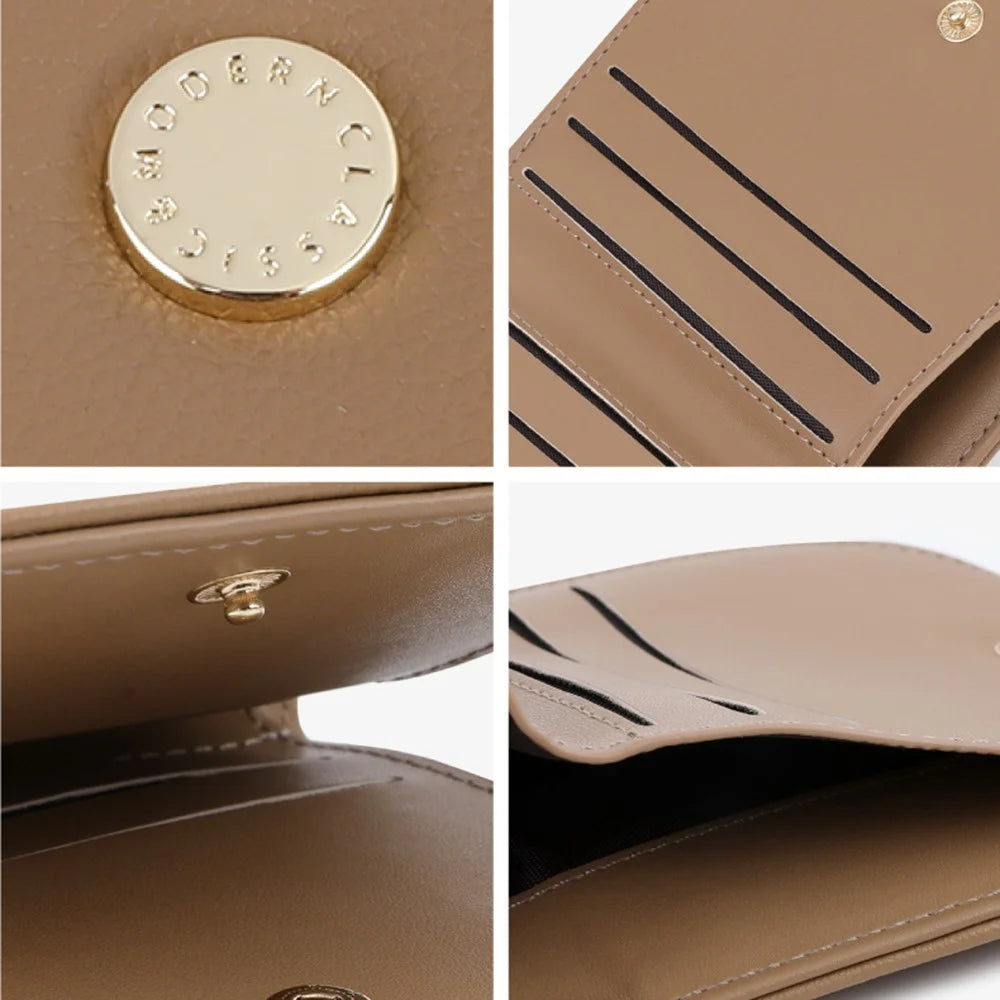 TAILIAN T2052-001 Mini Women Purse Semicircle Solid Color Girl Cash Wallet - Apricot - 6