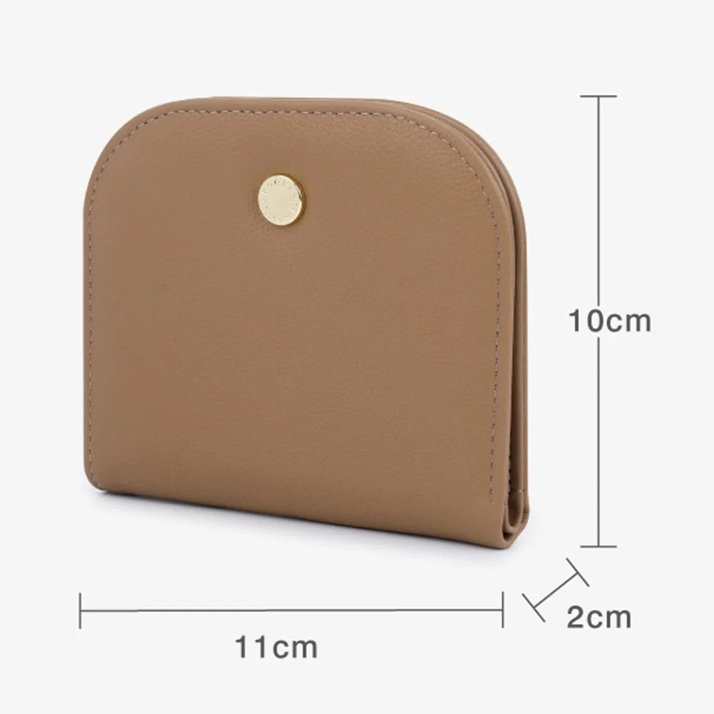 TAILIAN T2052-001 Mini Women Purse Semicircle Solid Color Girl Cash Wallet - Apricot - 7