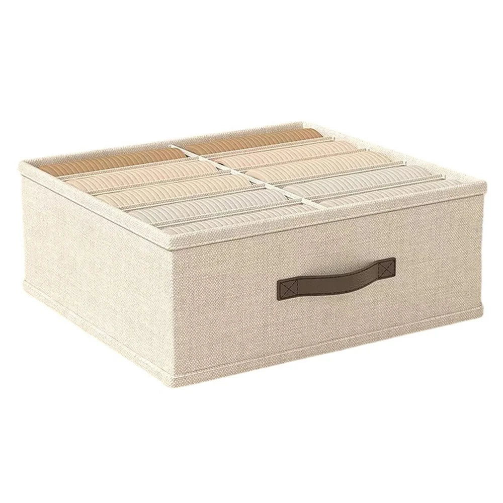 10 Cells Wardrobe Drawer Underwear Socks Storage Box Oxford Cloth Organizer Bin - Beige - 1