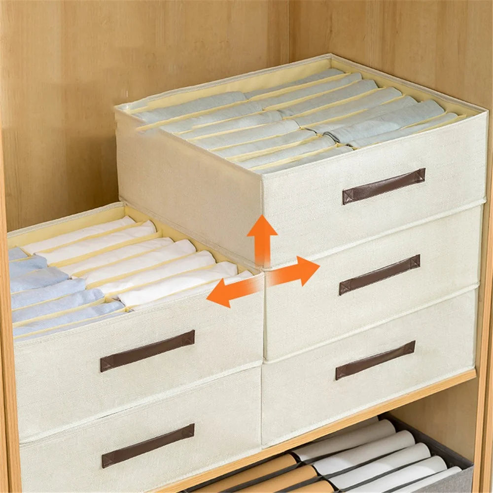 10 Cells Wardrobe Drawer Underwear Socks Storage Box Oxford Cloth Organizer Bin - Beige - 2