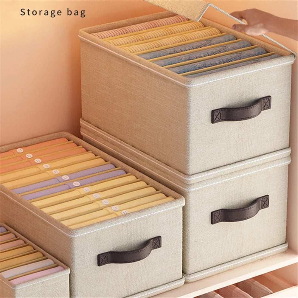 6 Grids Foldable Closet Clothes Organizer Storage Box with Clear Lid - Grey - 2