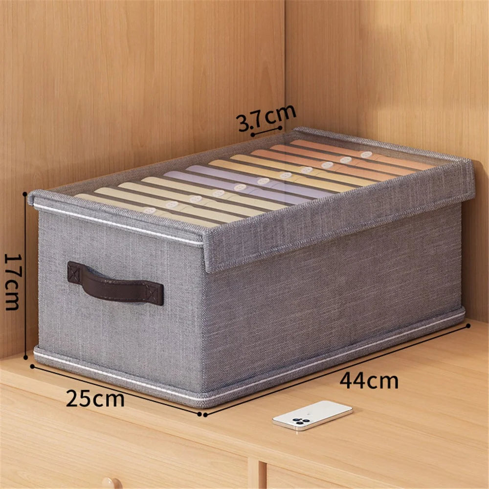 12 Grids Wardrobe Storage Box with Clear Lid Closet Organizer for Pants Shirts - Grey - 5