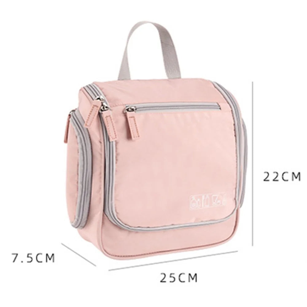 Portable Waterproof Makeup Bag Travel Cosmetics Toiletries Carrying Bag with Hanging Hook - Pink - 7