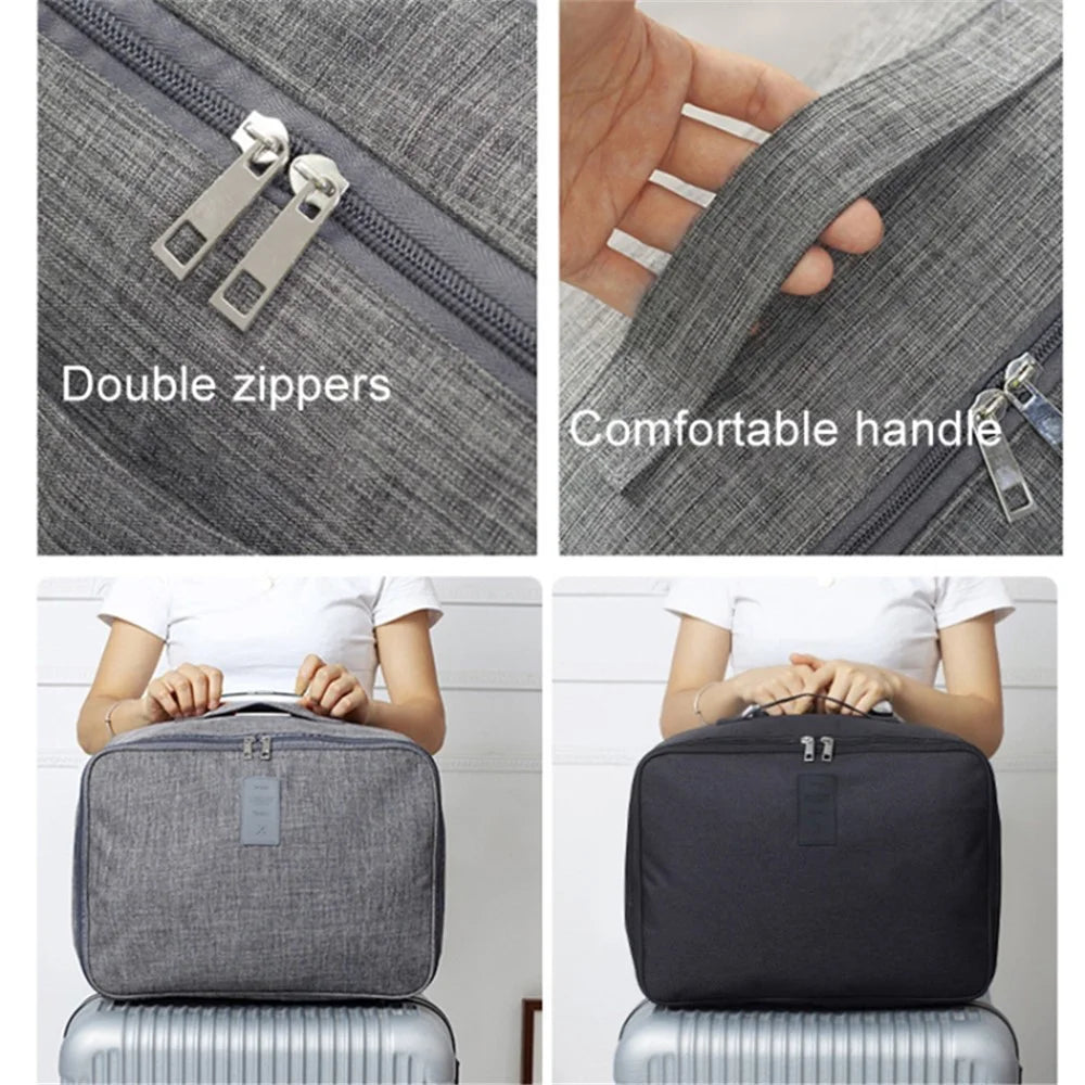 Short Trip Storage Bag Double Zipper Design Oxford Cloth Clothes Bag Fit Suitcase - Grey - 3